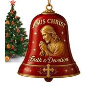 Jesus Bell, Christmas Bells, Christian Decoration, Holiday Scene Ornament, Garden Wall Hanging for Church, Temple, Farmhouse, Mantle, Door, Party, Garland Display, 1.97x2.36 Inches