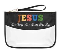 Jesus Bible Makeup Bag Christian Gifts for Women Inspirational Religious Gifts for Her Best Friend Mom Daughter Sister Boss Baptismal First Communion Gifts Clear PVC Cosmetic Bag Zipper Toiletry Bags