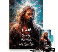 Jesus Bible Verse 1000 Piece Jigsaw Puzzle for Teenagers Decompress Tight Connection Fun Challenge Art Display (38x52cm)