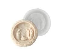 Jesus Birth Candle Mold - Round 3D Nativity Silicone Mold Easy Release Craft Mold for Resin Fondant Plaster Chocolate | DIY Christmas Art Christmas Decoration Craft Supplies