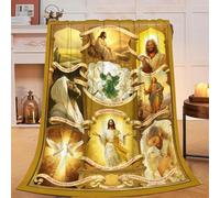 Jesus Blanket Christian Religious Faith Bible Verse Healing Prayer Throw Inspirational Scripture Catholic Spiritual Gifts for Men Women Adults Cozy Plush Fluffy Fuzzy Fleece Blanket Decor 40''X50''