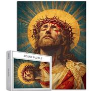 Jesus Bleeding from Thorns 1000 Piece Jigsaw Puzzles for Adults Golden Halo Background Art Jigsaw Colorful DIY Puzzles for Home Decoration Gifts Family Puzzle Perfect for Game Nights 50×70cm