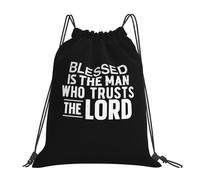 Jesus Blessed Is The Man Who Trusts The Lord Unisex Gym Sack Foldable String Backpack Durable Drawstring Backpack For Gym Picnic Hiking
