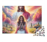 Jesus Blessing Woman 1000 Pieces Jesus Pray Art Recycled Cardboard Jigsaw Puzzle for Kids 12+ Adults Rainy Day Indoor Activity Stress Relief holiday pastime 70x50cm/1000pcs