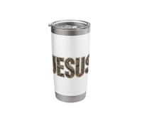 Jesus Bold Typography Leaf Pattern Nature Inspired Stainless Steel Insulated Tumbler
