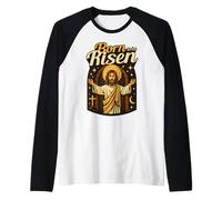 Jesus Born to Be Risen Eternal Life Christian Resurrection Raglan Baseball Tee