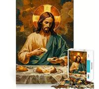 Jesus Breaking Bread Jigsaw for Teenagers1000 Pieces Brain Skill True Detail Pattern Assemble Christmas Idea (38x26cm)