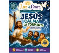 Jesús calma la tormenta - Libro bíblico de actividades y para colorear: Dibujos para colorear, laberintos, juegos de unir puntos, encontrar las diferencias y actividades cristianas educativas.