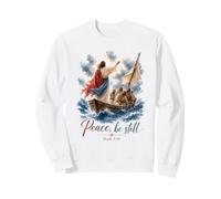 Jesus Calms the Storm Mark 4:39 Christian Faith Design Sweatshirt