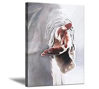 Jesus Canvas Wall Art Give Me Your Hand Christian Posters Religious Print Oil Painting Nordic Style Picture Home Decor for Bedroom Living Room Office Study Kitchen (16"x24" (40x60cm), Framed)