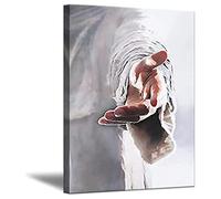 Jesus Canvas Wall Art Give Me Your Hand Christian Posters Religious Print Oil Painting Nordic Style Picture Home Decor for Bedroom Living Room Office Study Kitchen (24"×36" (60×90cm), Framed)