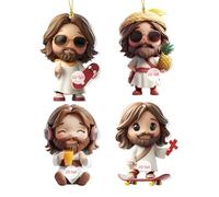 Jesus Car Pendant - Elegant Jesus Acrylic Christmas Ornaments | 2D Decoration Religious Pendant for Door Wall Party Home Bag Car Decorating