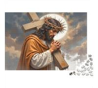 Jesus Carrying Cross 1000 Piece Jigsaws with Precision Cut Personalised Jigsaws As A Party Puzzle Game for Social Gatherings 52x38cm/1000pcs