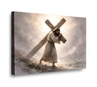 Jesus Carrying the Cross Canvas Painting Religious Wall Decor Bible Stories Canvas Print Modern Christian Faith Art Print Indoor Decor for Offices Living Room Bedroom Farmhouse Framed Ready to Hang