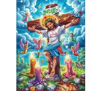 Jesus Carrying The Cross in A Flower Field 1000 Piece Jigsaw Puzzle Science Fiction Magical Dream For Men Educational Decompression Adults Anxiety Memory Care Mothers Valentines Gift Sturdy Paperboar