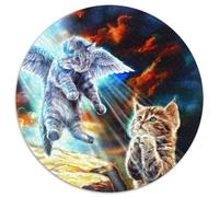 Jesus Cat Praying Jigsaw Puzzle 1000 Pieces 1000-Piece Round Jigsaw Puzzle Fun at Home Activities, Birthday Present, Travel Gifts 67.5x67.5cm
