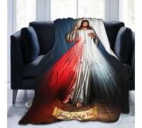 Jesus Catholic Gifts Throw Blanket Ultra-Soft Micro Fleece Divine Mercy Blanket Religious Christian Gifts for Women Blanket for Bed Couch Living Room 50" x 40"