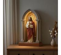 Jesus Catholic LED Devotional Table Lamp Decor, Virgin Mary Statue Night Light, Handmade Jesus Catholic Table Lamp Decor, Christian Home Decor with Soft Illumination for Bedroom Living Room
