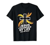 Jesus Changed My Life Ask Me How Christian Faith Savior God Value Graphic T-Shirt, Men, Black, XL