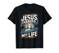 Jesus Changed My Life Ask Me How Christian Faith Savior God Value Graphic T-Shirt, Men, Black, XL