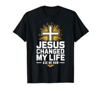 Jesus Changed My Life Ask Me How Christian Faith Savior God Value Graphic T-Shirt, Men, Black, XL