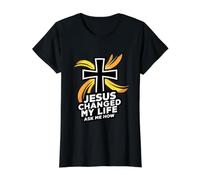 Jesus Changed My Life Ask Me How Christian Faith Savior God Value Graphic T-Shirt, Women, Black, S
