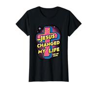 Jesus Changed My Life Ask Me How Christian Faith Savior God Value Graphic T-Shirt, Women, Black, S