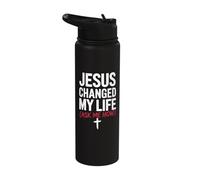 Jesus Changed My Life Ask Me How Christian Stainless Steel Insulated Water Bottle