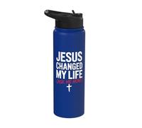 Jesus Changed My Life Ask Me How Christian Stainless Steel Insulated Water Bottle