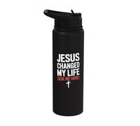 Jesus Changed My Life Ask Me How Christian Stainless Steel Insulated Water Bottle