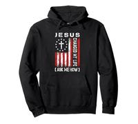 Jesus Changed My Life, Ask Me How, Patriotic Faith Design Pullover Hoodie