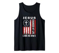 Jesus Changed My Life, Ask Me How, Patriotic Faith Design Tank Top