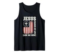Jesus Changed My Life, Ask Me How, Patriotic Faith Design Tank Top