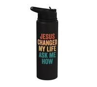 Jesus Changed My Life Ask Me How Stainless Steel Insulated Water Bottle