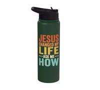 Jesus Changed My Life Ask Me How Stainless Steel Insulated Water Bottle