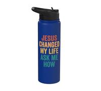 Jesus Changed My Life Ask Me How Stainless Steel Insulated Water Bottle