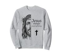 Jesus Changes Everything Christian Faith Hope Savior Sweatshirt, Adult Unisex, Heather Grey, Small