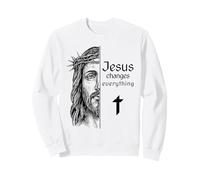 Jesus Changes Everything Christian Faith Hope Savior Sweatshirt, Adult Unisex, White, Small
