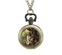 Jesus Chihuahua Dog Pocket Watch Vintage Quartz Pocket Watches with Chain for Men Women Coppery-Style