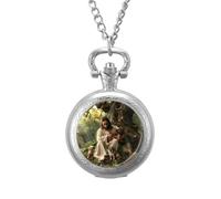 Jesus Chihuahua Dog Pocket Watch Vintage Quartz Pocket Watches with Chain for Men Women Silver-Style
