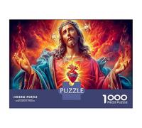 Jesus Christ 1000 Piece Jigsaw Sacred Heart As A Gift Mental Relaxation Birthday Present for Mum Senior Leisure Enthusiasts 70x50cm/1000pcs