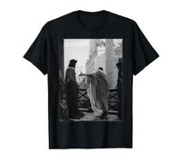 Jesus Christ Arrested Pontius Pilate Biblical Painting Black Value Graphic T-Shirt, Men, Black, S