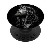 Jesus Christ Artistic Portrait Christian Religious Grunge PopSockets Adhesive PopGrip