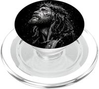 Jesus Christ Artistic Portrait Christian Religious Grunge PopSockets PopGrip for MagSafe