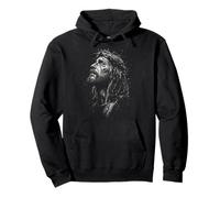 Jesus Christ Artistic Portrait Christian Religious Grunge Pullover Hoodie