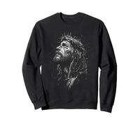 Jesus Christ Artistic Portrait Christian Religious Grunge Sweatshirt