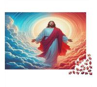Jesus Christ Ascension 1000pcs Jigsaw Puzzle for Adults, Recycled Paper, Non-Reflective Surface, Jesus Clouds Halo, Educational Family Fun, Improves Concentration & Problem-Solving 52x38cm/1000pcs