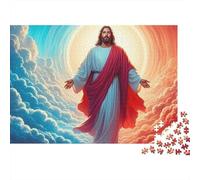 Jesus Christ Ascension Thick 1000 Piece Puzzle for Adults Divine Jesus Open Arms Heavenly Sky Backdrop Premium Sturdy Vibrant Challenging Difficult Stress Relief 70x50cm/1000pcs