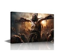 Jesus Christ Canvas Wall Art for Living Room Jesus Christ on the Cross Wall Art Modern Artwork Contemporary Sacrifice and Salvation Home Decor Print On Canvas Ready to Hang (16''Wx 24''H)