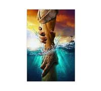 Jesus Christ Canvas Wall Art The Hand of God Jesus Reaching Into Water Christian Painting Prints for Church Prayer Room Schools Hospitals Unframe-style-4 24x36inch(60x90cm)